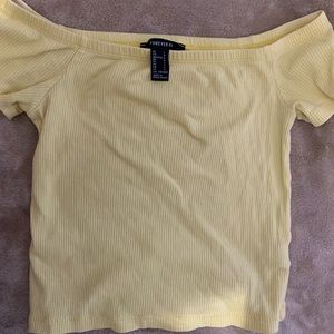 YELLOW OFF SHOULDER CROP TOP
